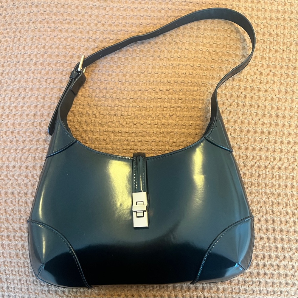 H&M Glossy Black Shoulder Bag